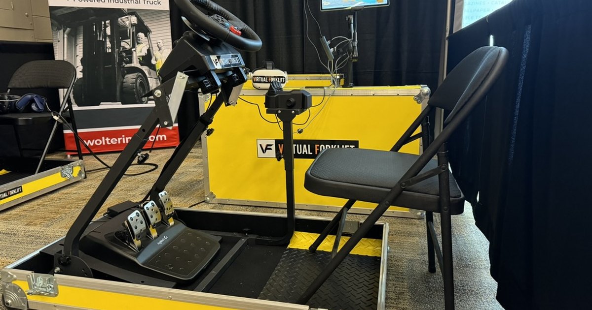 Fold N Go forklift simulator set up in a trade show booth